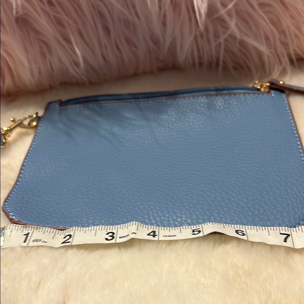 Anne Klein Blue Clutch with Gold Hardware
